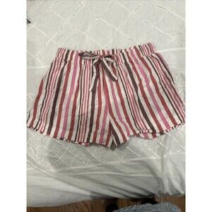 Auden Striped Sleepwear Shorts 100% Cotton With Pockets Size M,